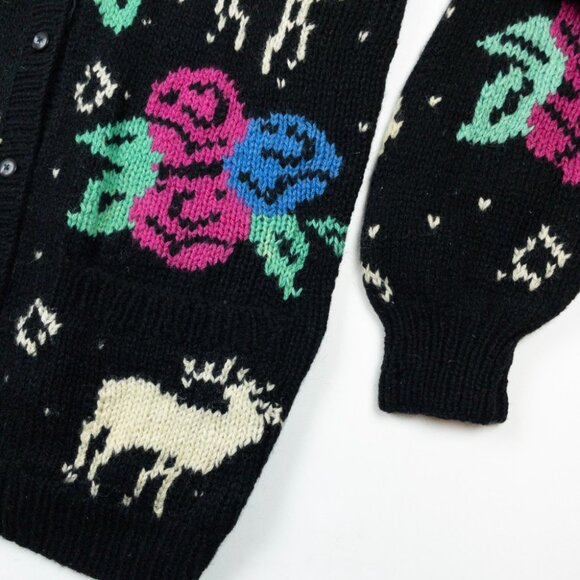 J. Christopher Vintage Cardigan Women's Medium Shetland Wool Hand Knit Reindeer - Picture 4 of 13